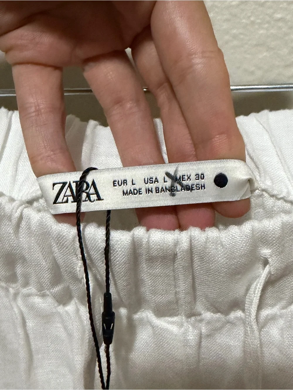NWT ZARA 100% Linen Wide Leg Pants White Size Large Coastal